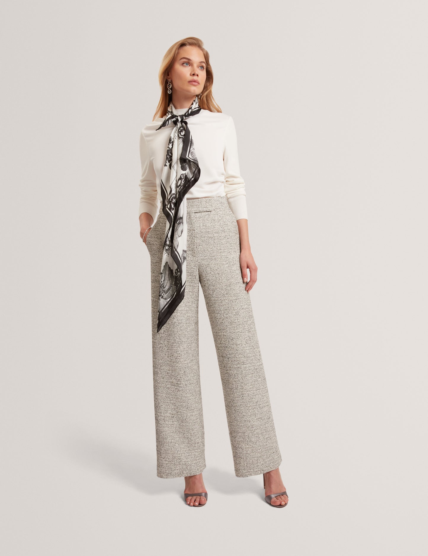 EKAAT: Tailored Boucle Wide Leg Trouser