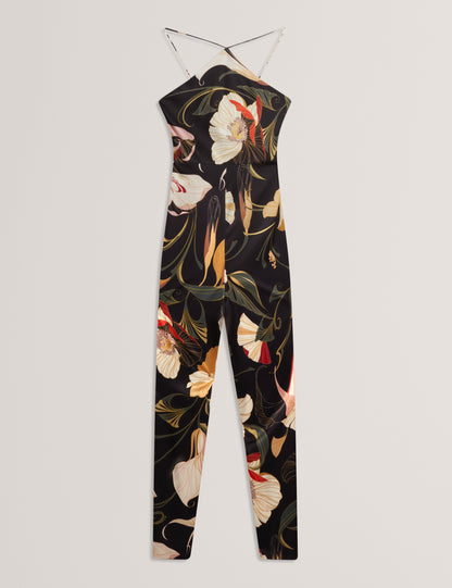 VEHRA: Printed Halter Neck Jumpsuit
