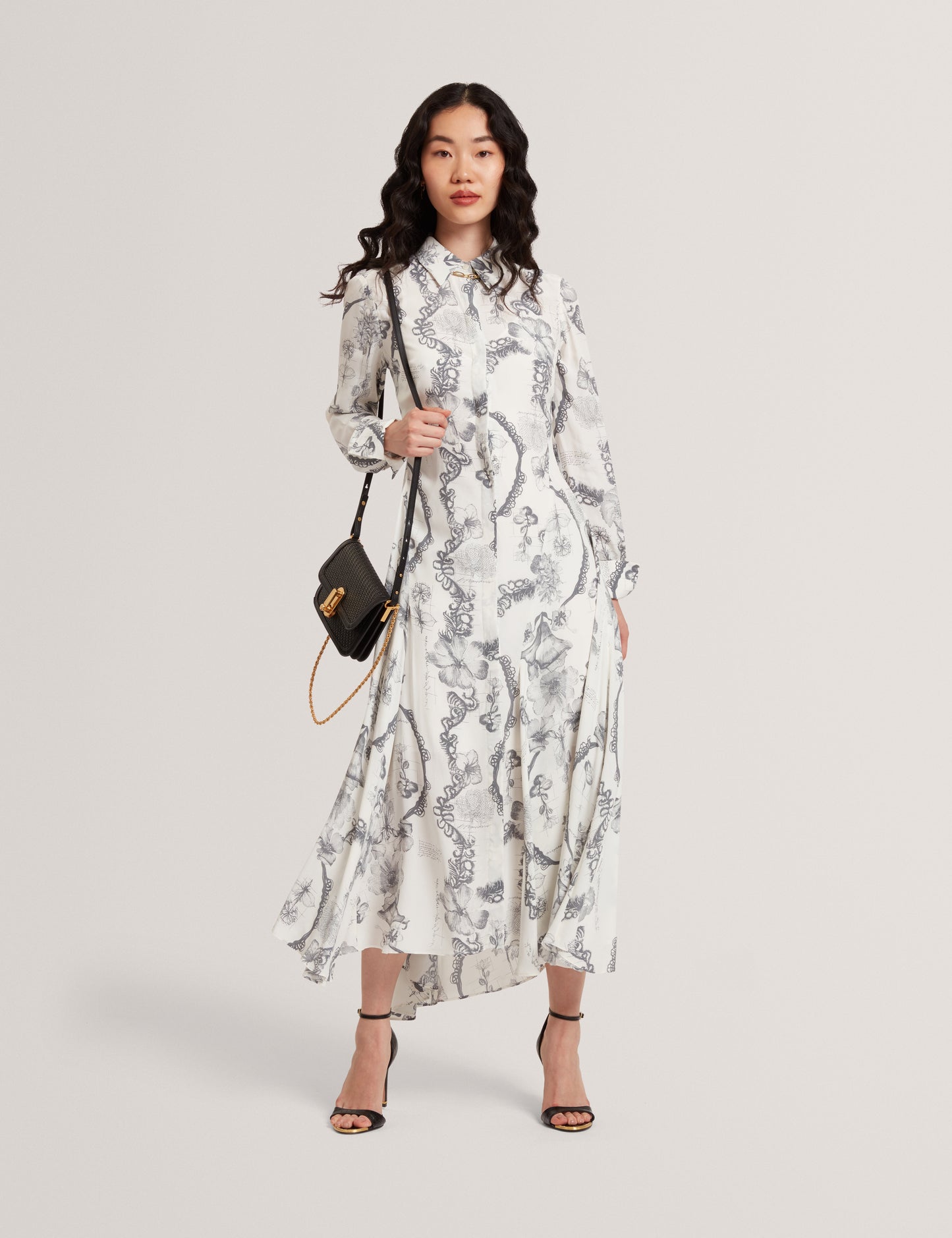 SHANIN: Print Midi Shirt Dress
