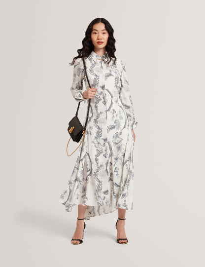 SHANIN: Print Midi Shirt Dress