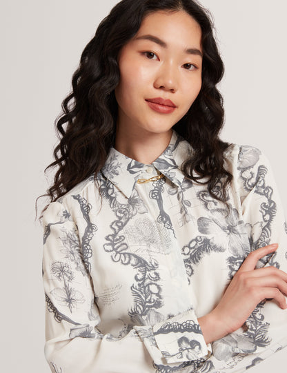 SHANIN: Print Midi Shirt Dress