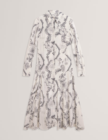 SHANIN: Print Midi Shirt Dress