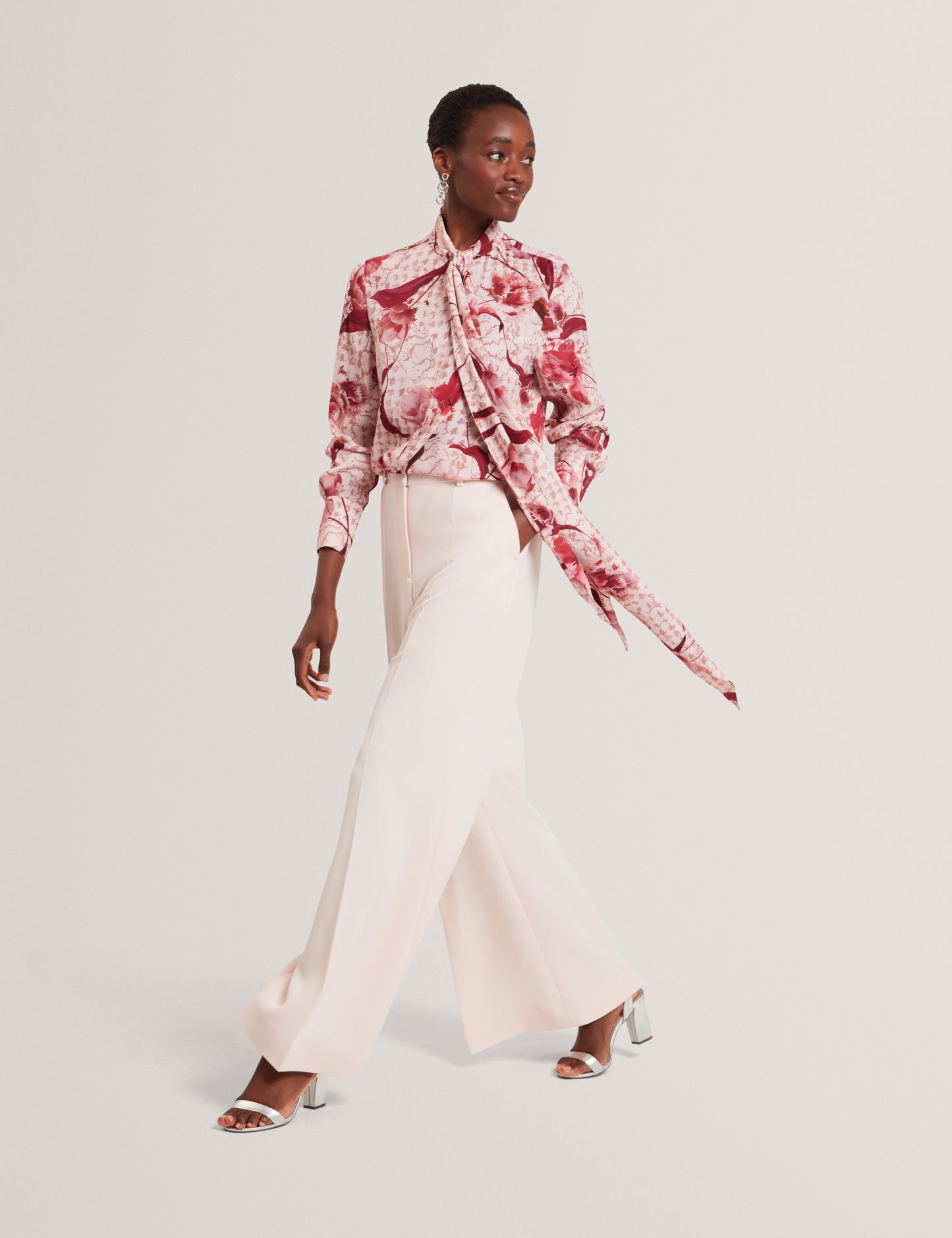 CORENA: Printed Tie Neck Shirt