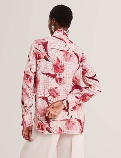 CORENA: Printed Tie Neck Shirt