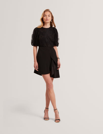 MARJA: Printed Drape Mini Skirt