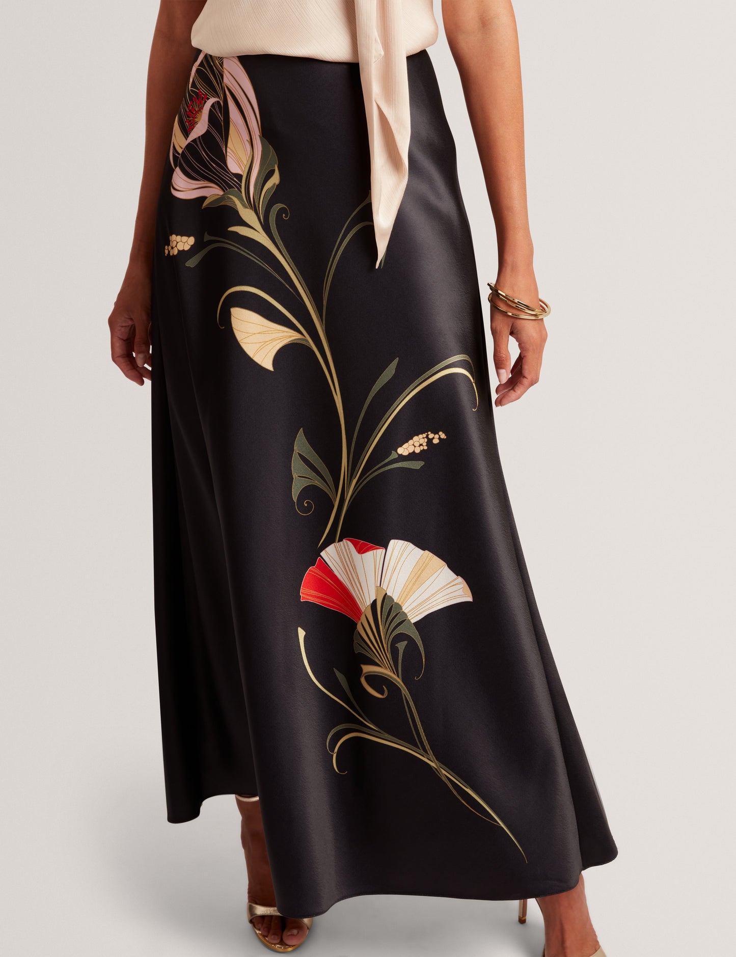 SALIRA: Printed Bias Cut Midi Skirt