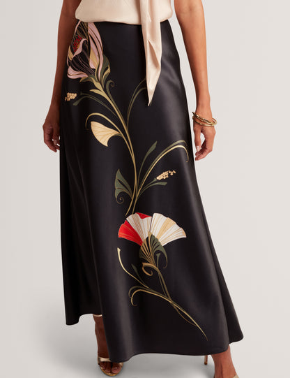 SALIRA: Printed Bias Cut Midi Skirt