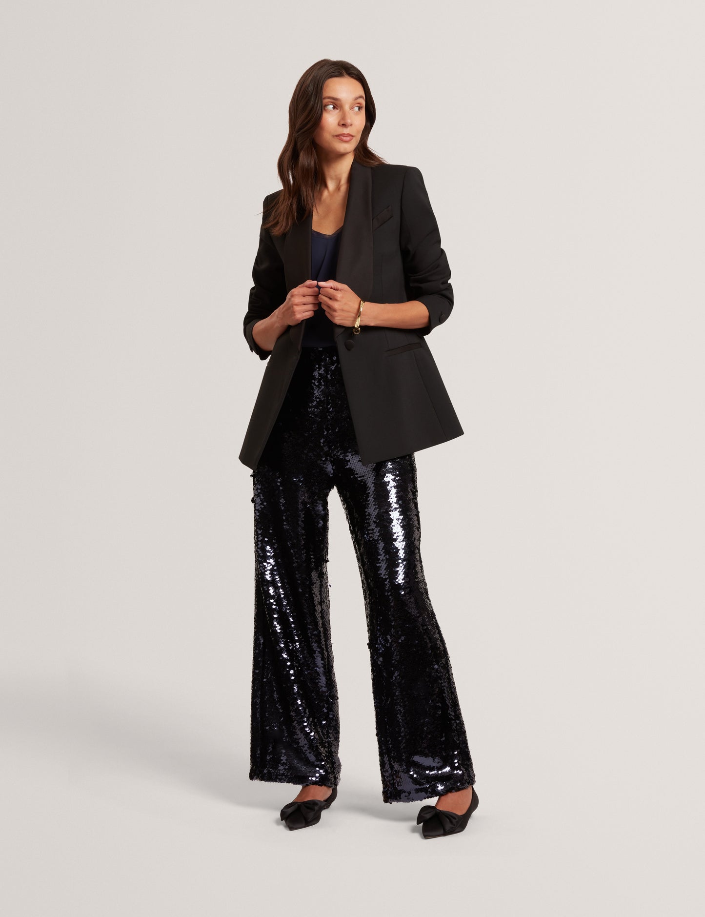 VALEE: Tailored Relaxed Blazer with Satin Lapel