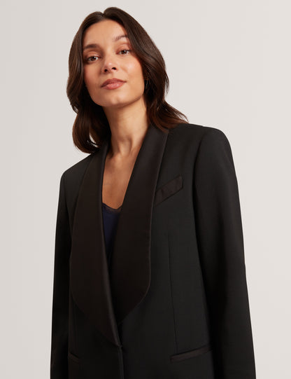 VALEE: Tailored Relaxed Blazer with Satin Lapel