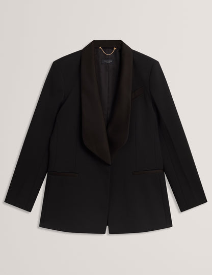 VALEE: Tailored Relaxed Blazer with Satin Lapel
