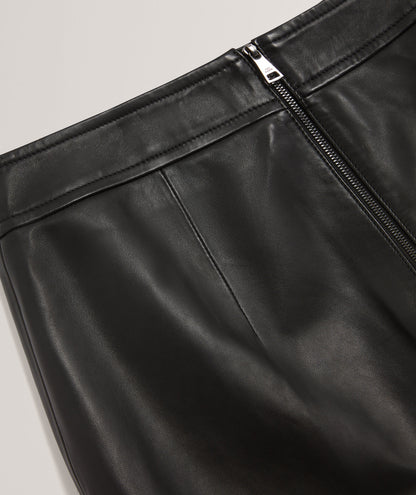 VIKTA: Leather Mini Skirt with Stitch Detail