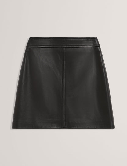 VIKTA: Leather Mini Skirt with Stitch Detail