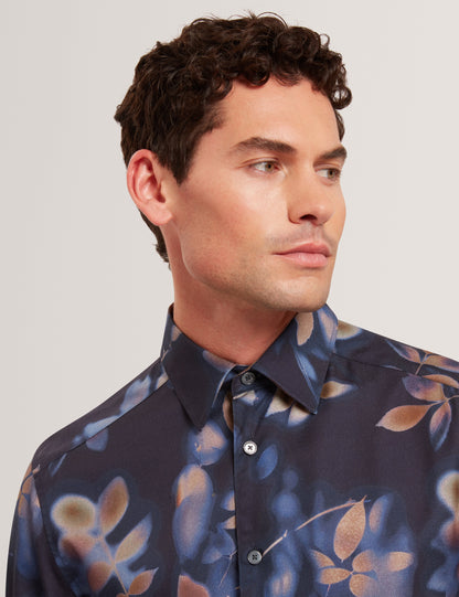 KALMILL: LS Regular Fit Leaf Shadow Print Shirt