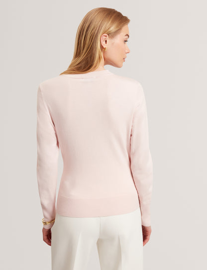 LESLAY: Draped Front Knitted Long Sleeve Top