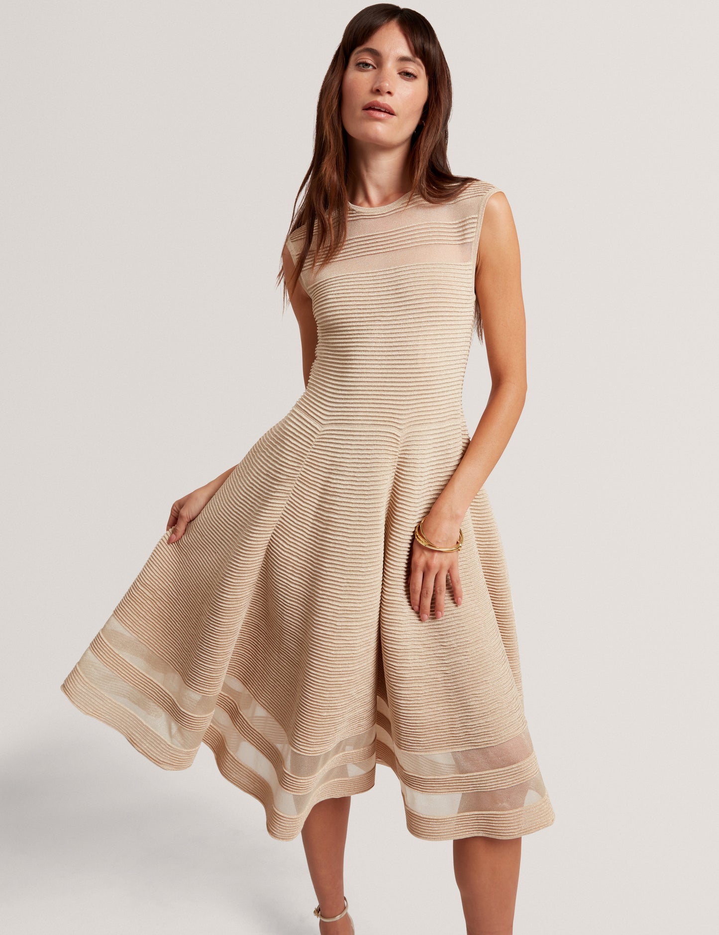 SAALLI: Knitted Skater Dress With Invisible Pane