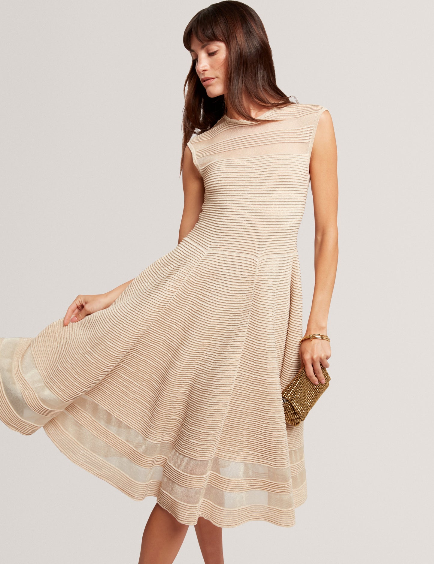 SAALLI: Knitted Skater Dress With Invisible Pane