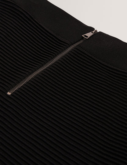 CAIRIE: Knit Pencil Skirt With Invisible Yarn Pane