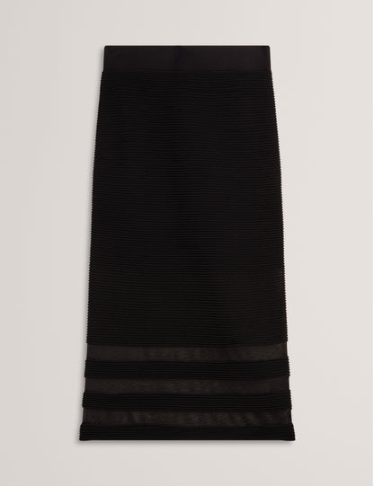 CAIRIE: Knit Pencil Skirt With Invisible Yarn Pane
