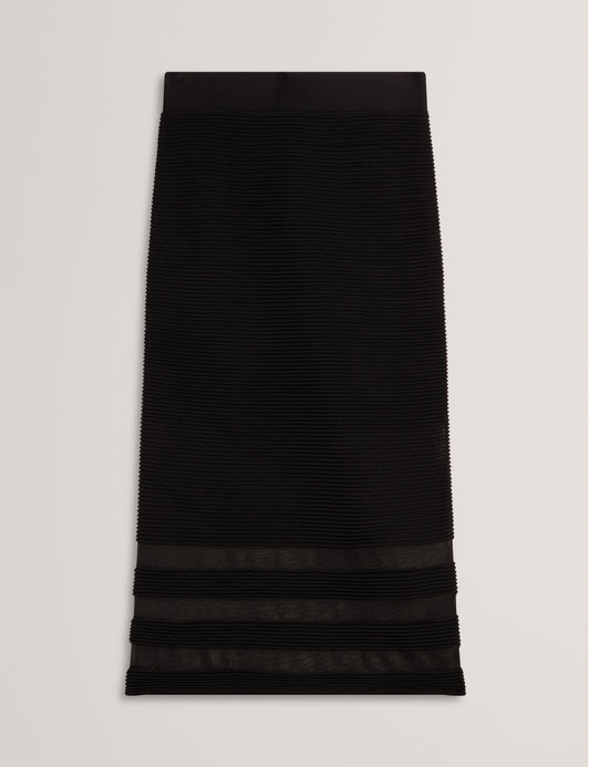 CAIRIE: Knit Pencil Skirt With Invisible Yarn Pane
