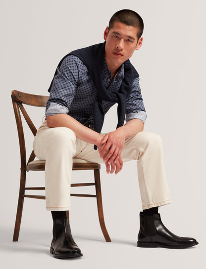 SEF: LS Slim Fit Circle Geo Print Shirt