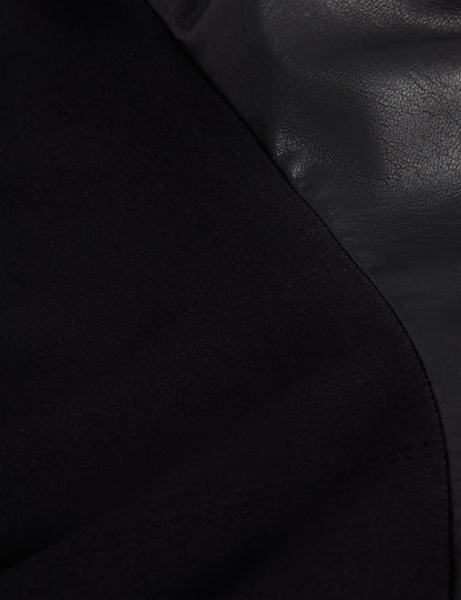 NOVIVA: Midi Dress With Faux Leather Skirt