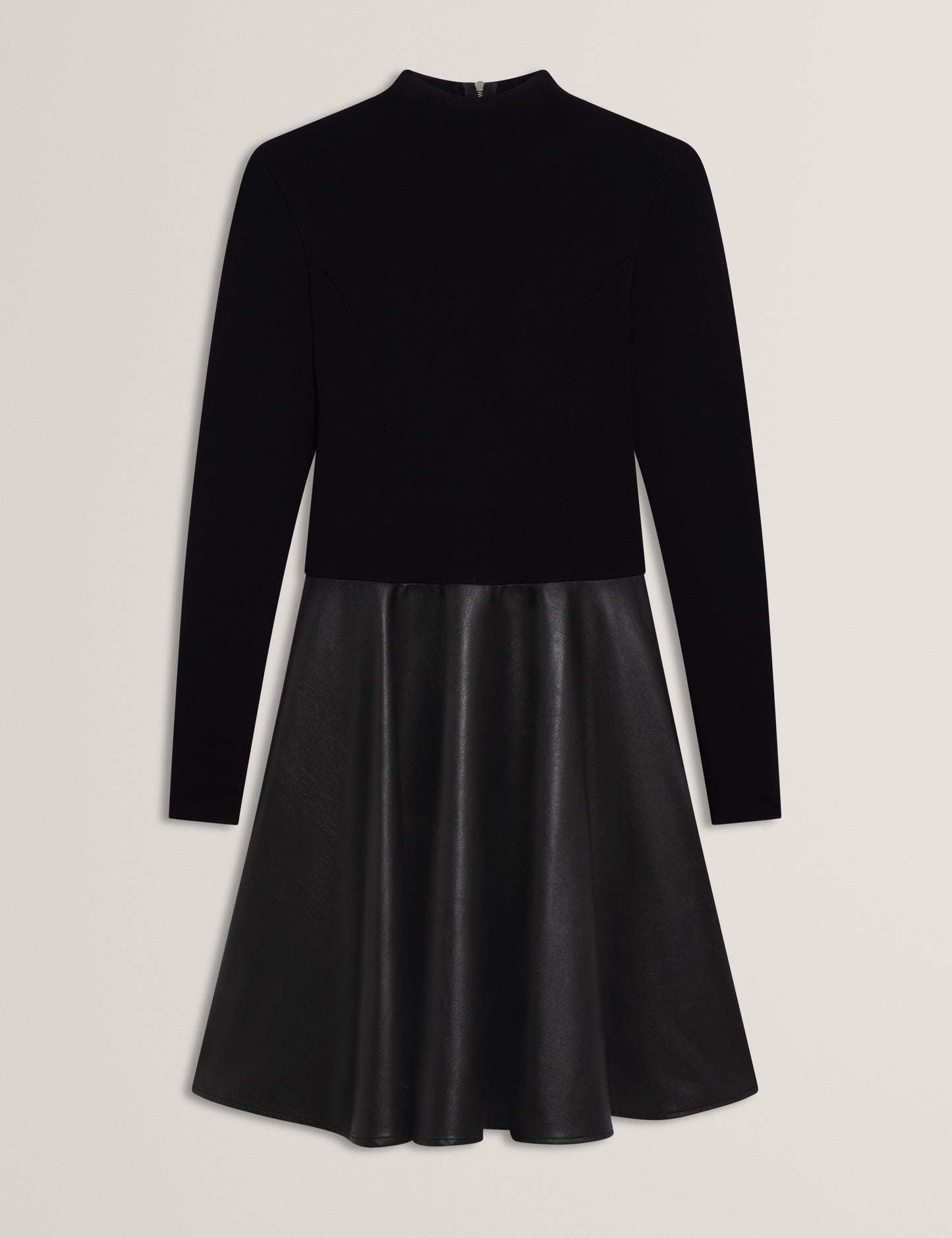 NOVIVA: Midi Dress With Faux Leather Skirt