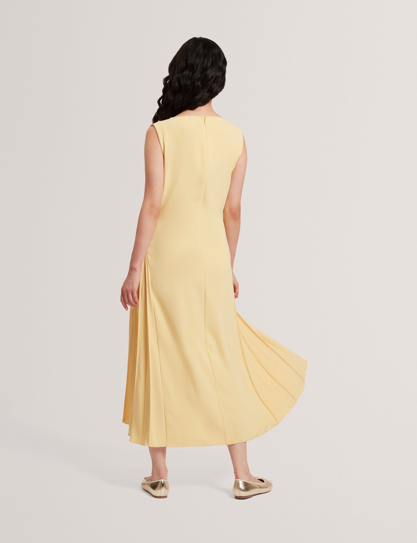 DAHRCY: Sleeveless Midi Dress With Pleat Detail