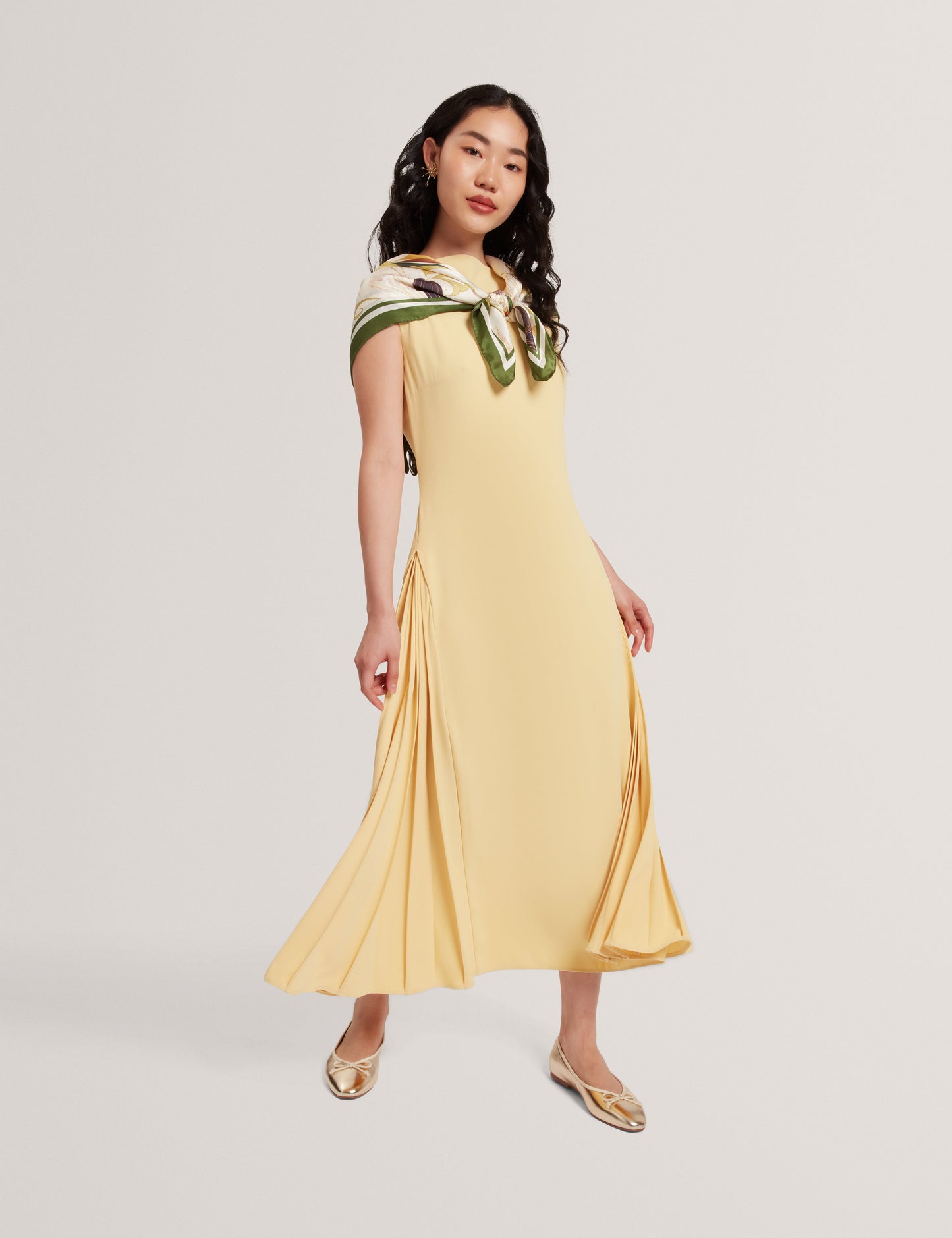 DAHRCY: Sleeveless Midi Dress With Pleat Detail