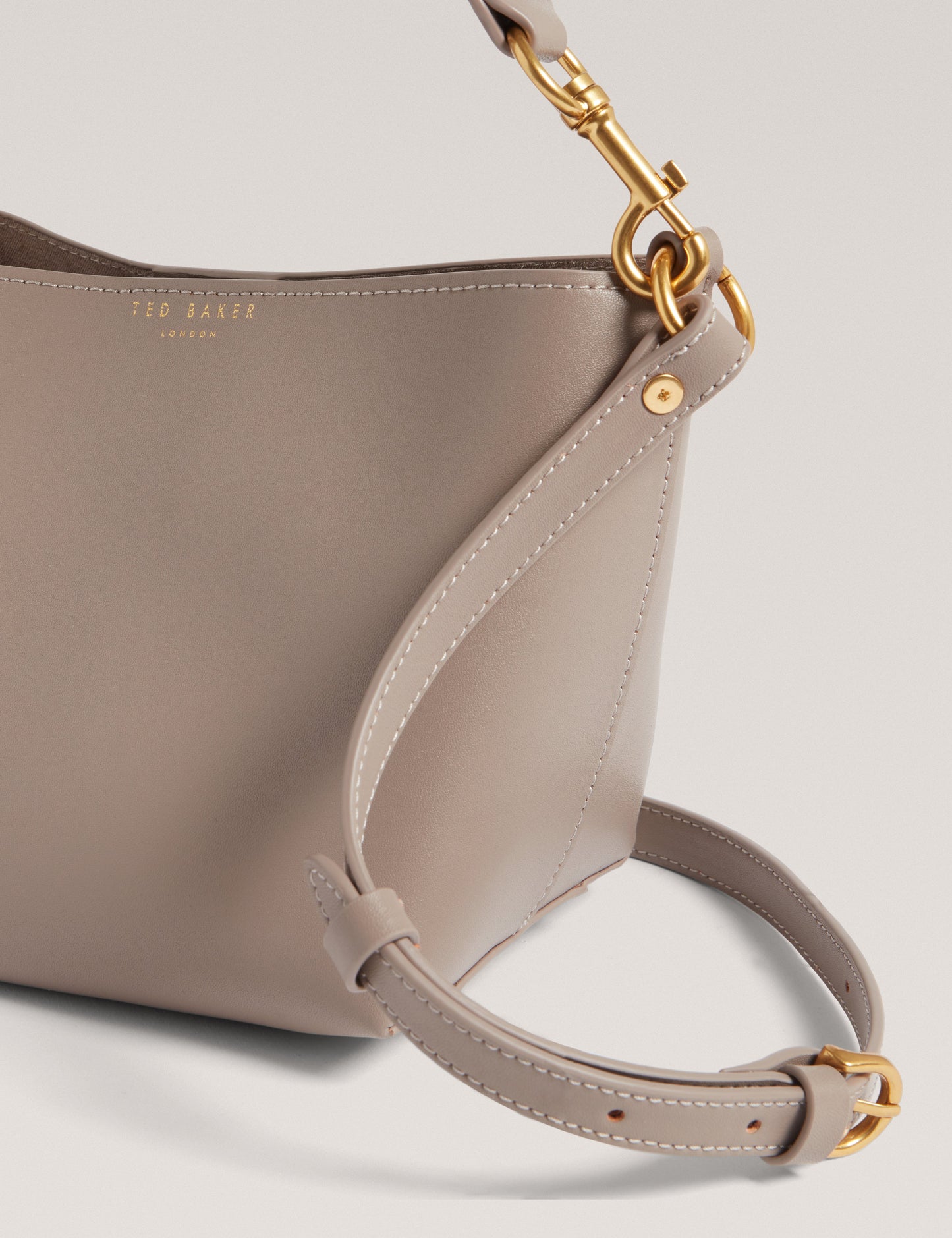 WAVELY: Weave Handle Leather Small Bucket Bag