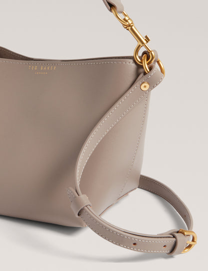 WAVELY: Weave Handle Leather Small Bucket Bag