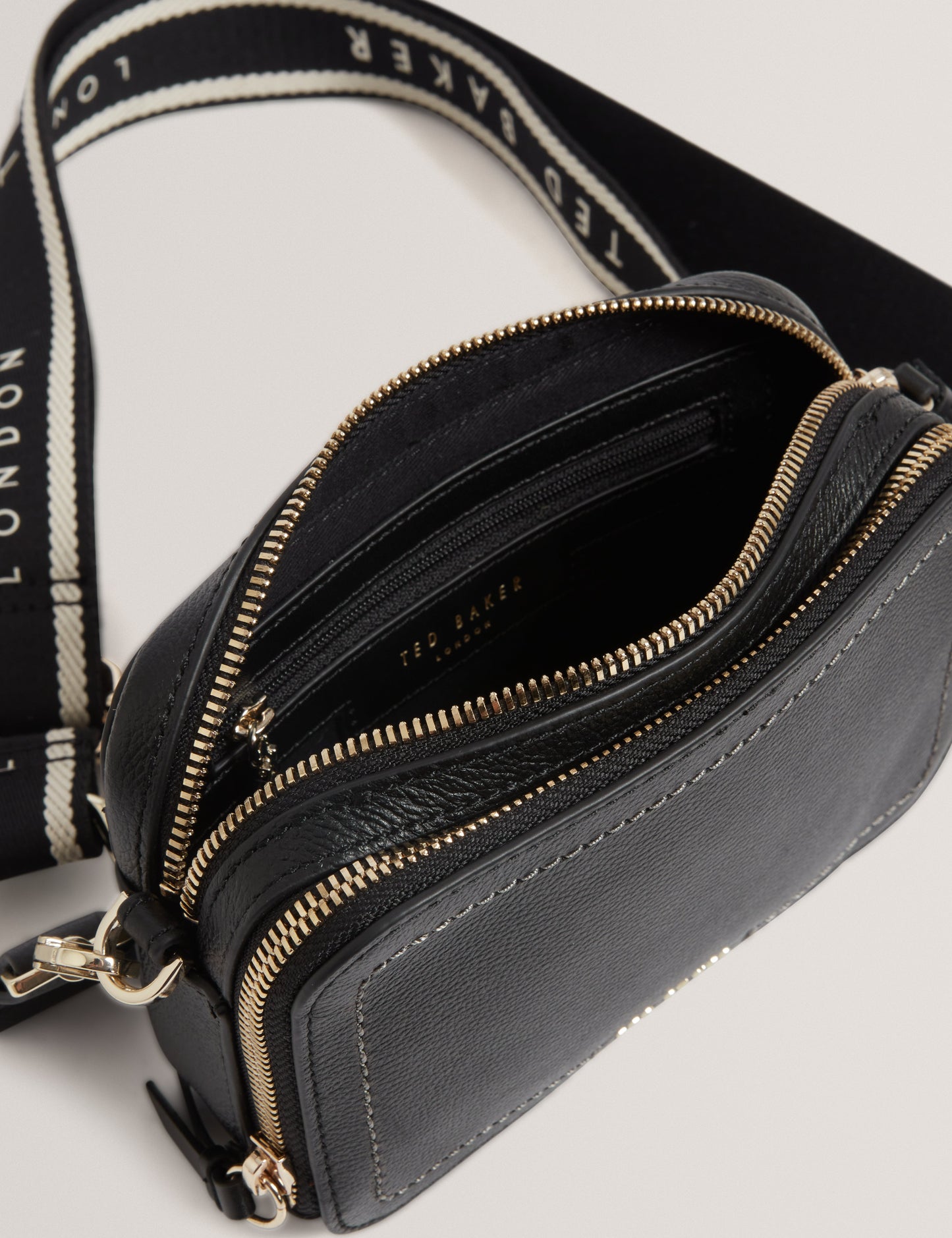 LINZIE: Webbing Leather Small Crossbody Camera Bag