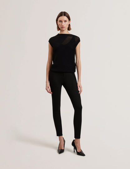 Women's LAYYNII-Invisible Yarn Knit Top Black