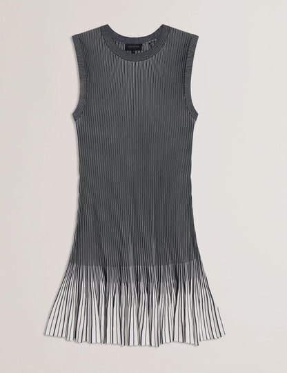 Women's LILYO-Textured Stripe Flippy Skirt Mini Dress Navy