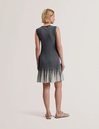 Women's LILYO-Textured Stripe Flippy Skirt Mini Dress Navy