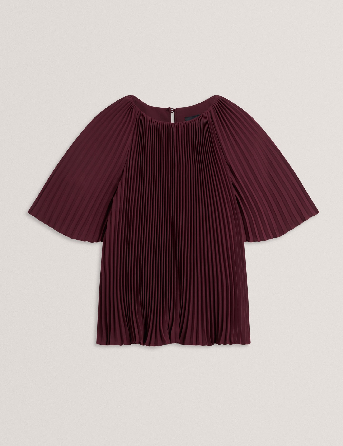 AGARA: Crepe Pleated Short Sleeve Top