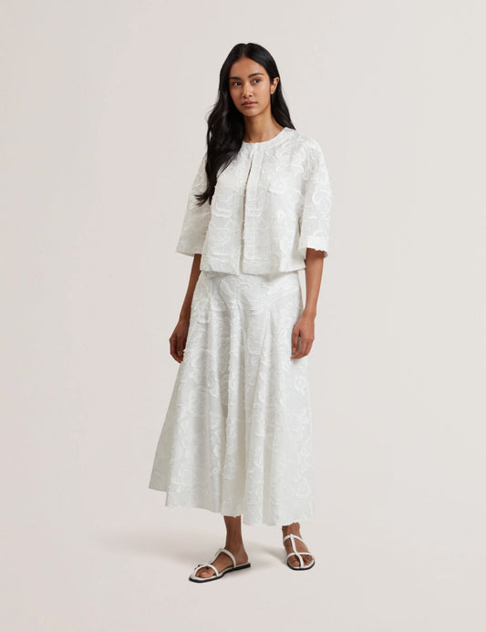 Womens ECCRINA-Textured Rose Detail Midi Skirt