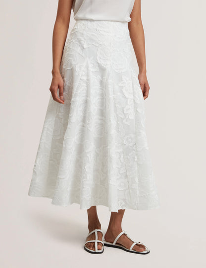 Womens ECCRINA-Textured Rose Detail Midi Skirt