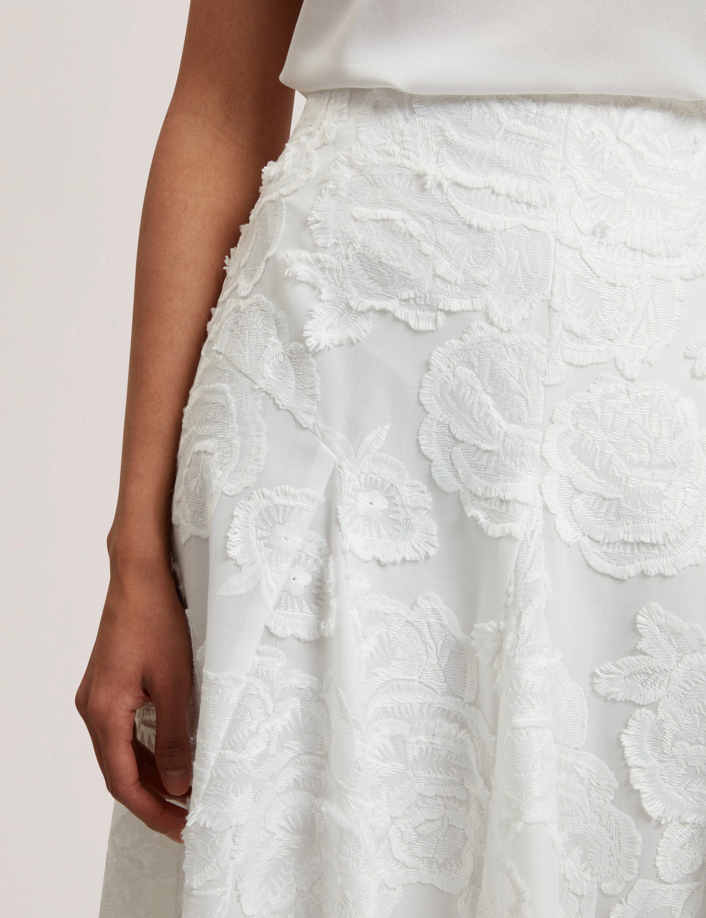 Womens ECCRINA-Textured Rose Detail Midi Skirt