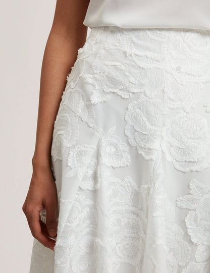 Womens ECCRINA-Textured Rose Detail Midi Skirt