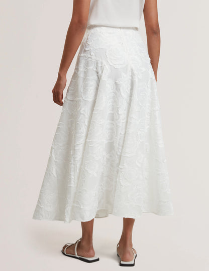 Womens ECCRINA-Textured Rose Detail Midi Skirt