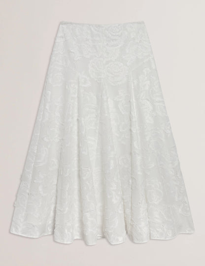 Womens ECCRINA-Textured Rose Detail Midi Skirt