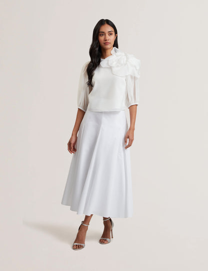 Women's ZANZAH-Cotton Poplin Midi Skirt