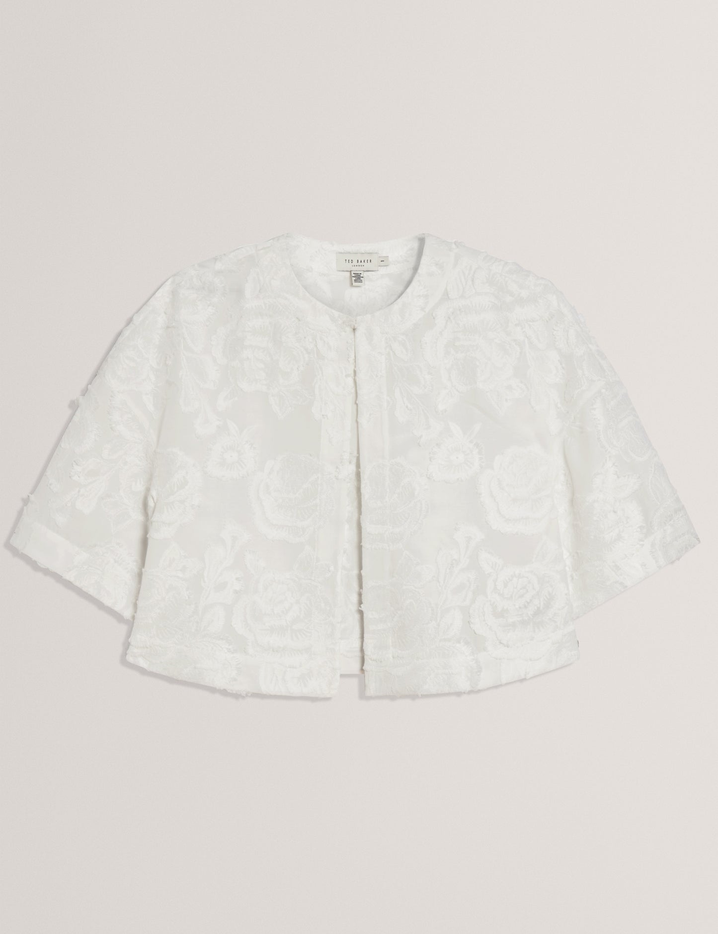 Women's FAELA-Collarless Boxy Fit Cropped Shirt White