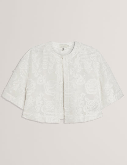 Women's FAELA-Collarless Boxy Fit Cropped Shirt White