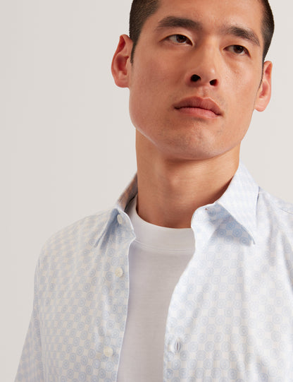 SEFSHO: SS Slim Fit Circle Geo Print Shirt