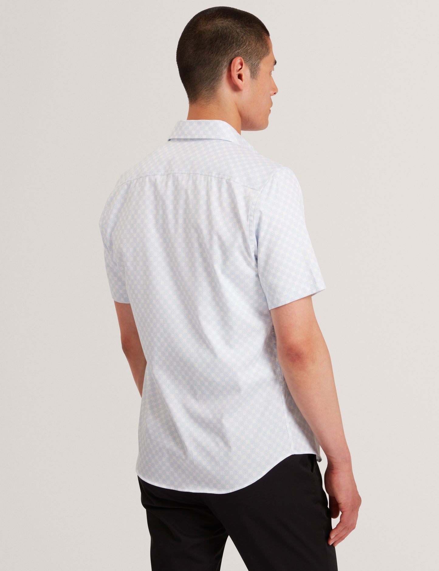 SEFSHO: SS Slim Fit Circle Geo Print Shirt