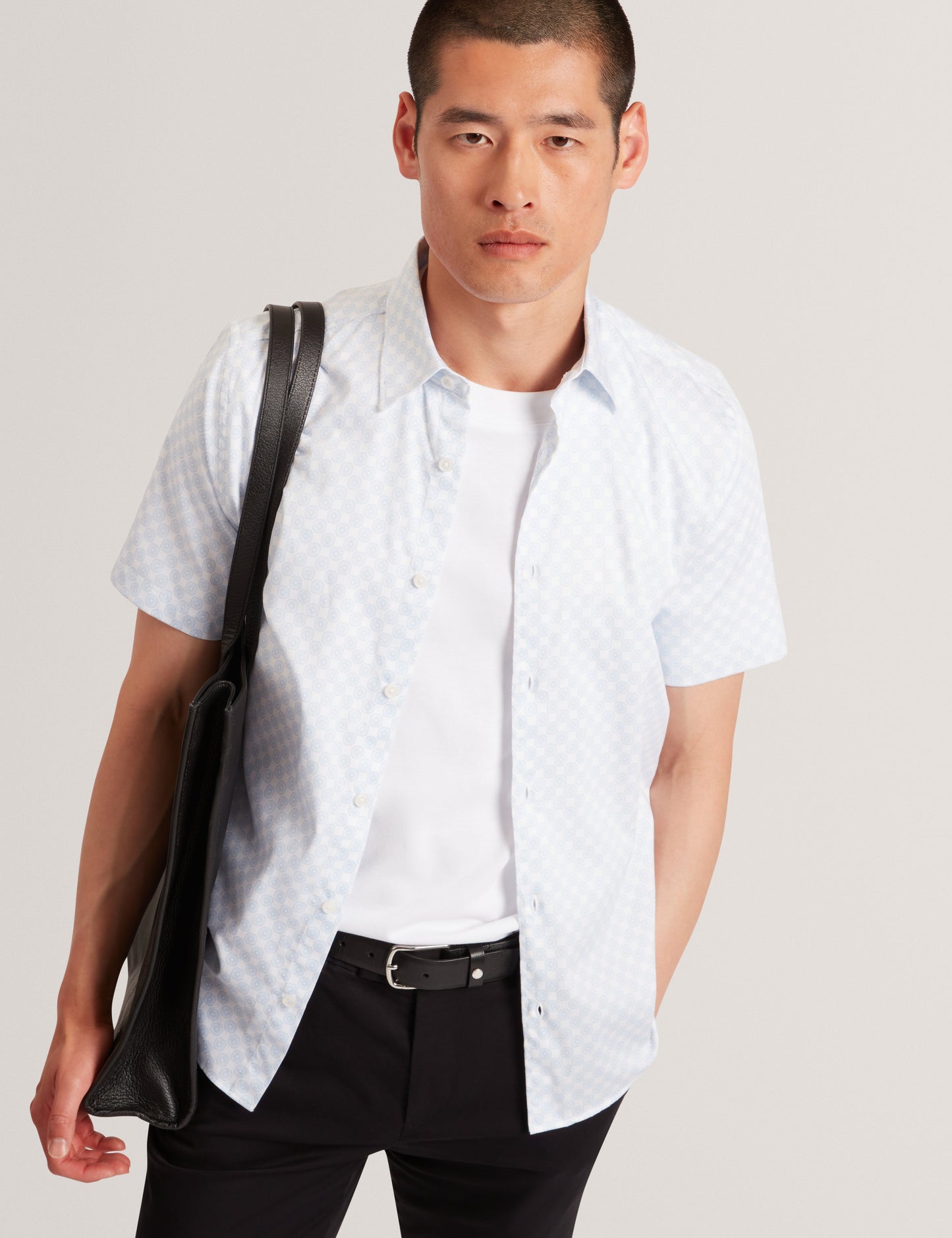 SEFSHO: SS Slim Fit Circle Geo Print Shirt