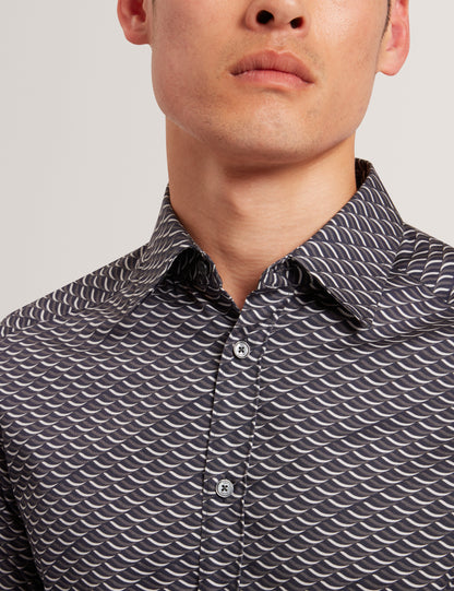 AGNAR: LS Regular Fit Wave Geo Print Shirt
