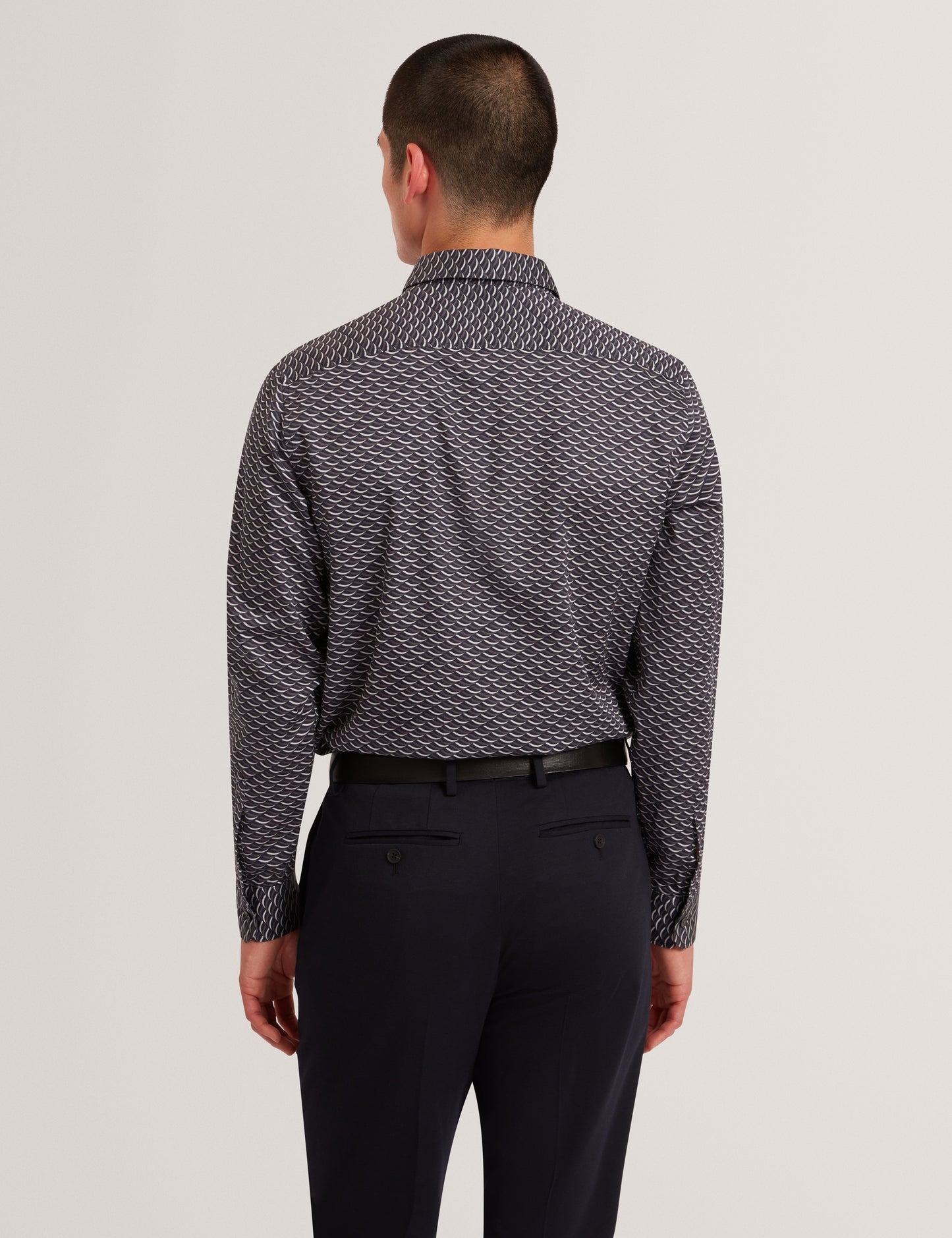 AGNAR: LS Regular Fit Wave Geo Print Shirt