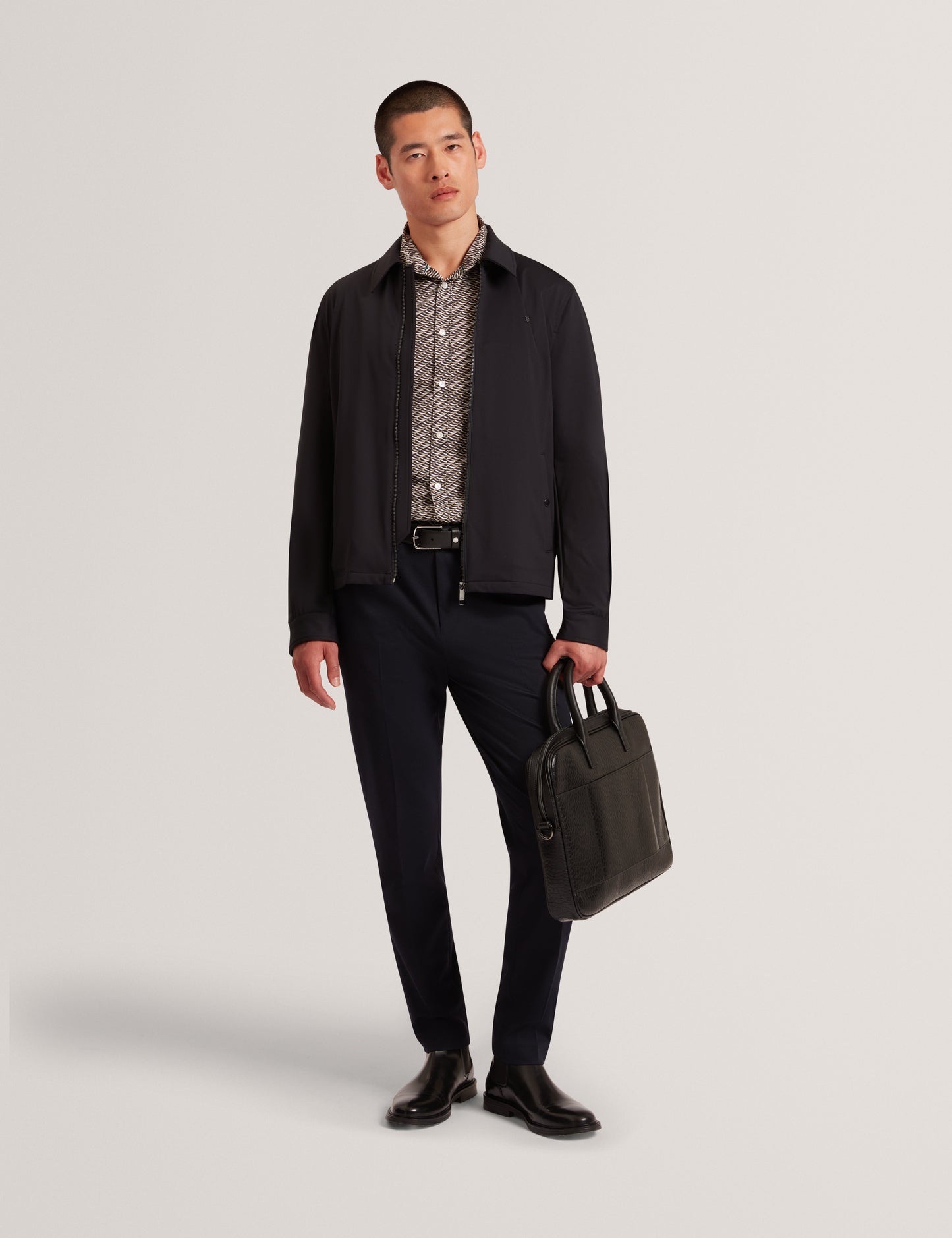 AGNAR: LS Regular Fit Wave Geo Print Shirt
